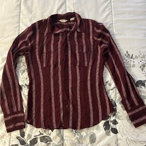 American Eagle Outfitters Burgundy Paisley Shirt